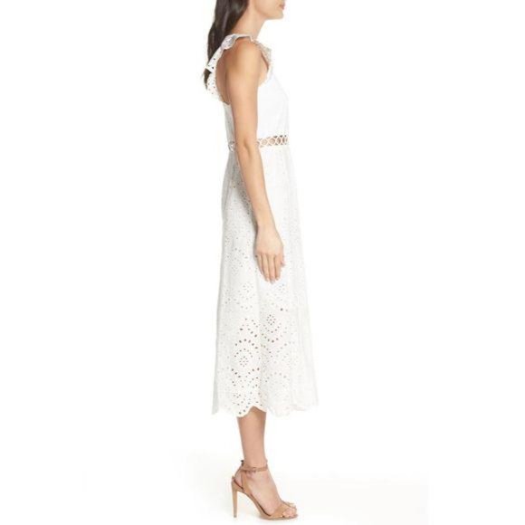 SAM EDELMAN Midi Dress White Lace Eyelet NWT 12 - Picture 2 of 10